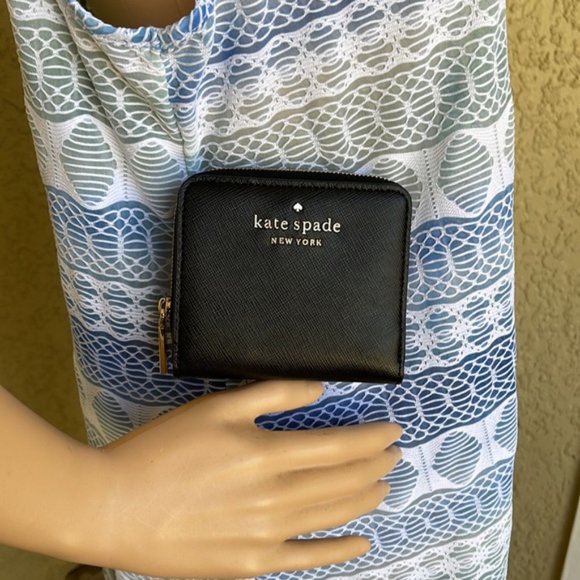 Kate Spade Staci Small Zip Around Bifold Wallet Black - Picture 11 of 15